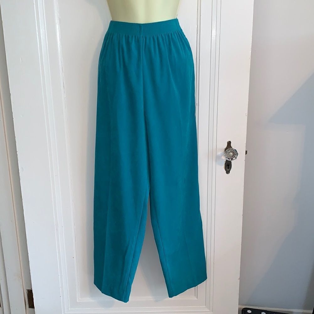 Alison Daley petite sueded‎ turquoise pull on pants